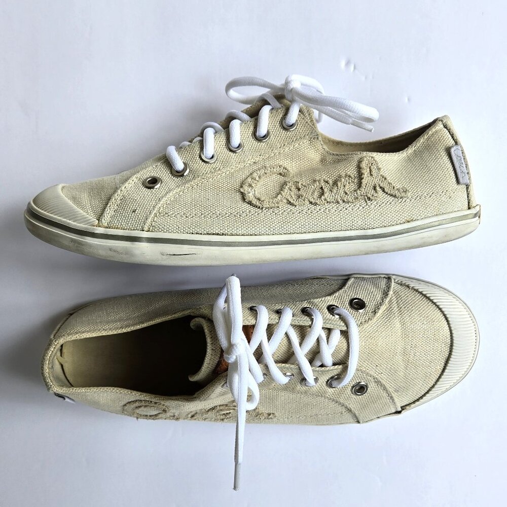 COACH Keeley Beige Shimmer Canvas Sneakers 9